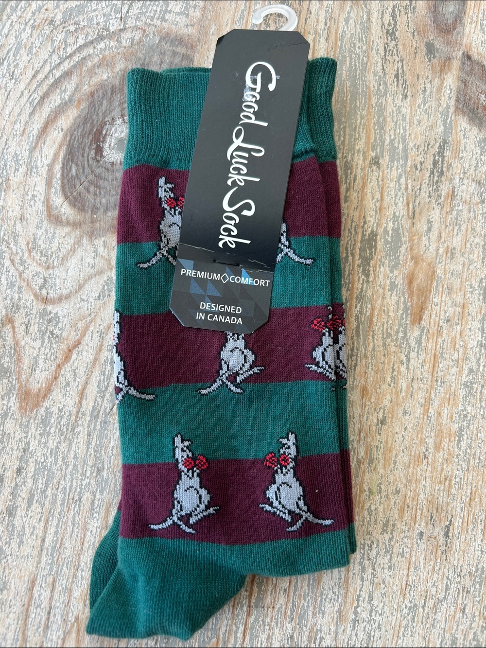 Men's Green & Burgundy Striped Kangaroo Boxer Dress Socks